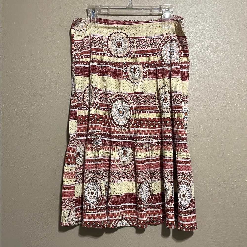 Vintage Y2K Zoey Beth Mulit Color Bright Boho Midi Skirt Women’s L USA Made